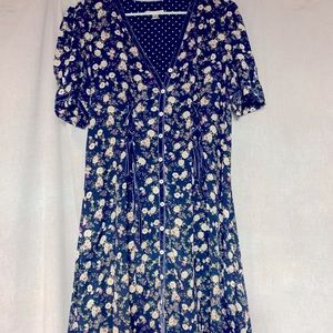 Sophie Max Floral Puff Sleeve Corseted Waste Tie Dress